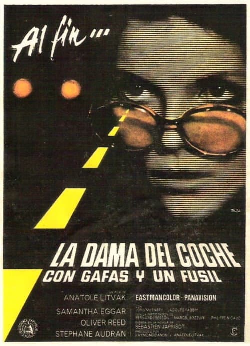 La Dame dans l'auto avec des lunettes et un fusil